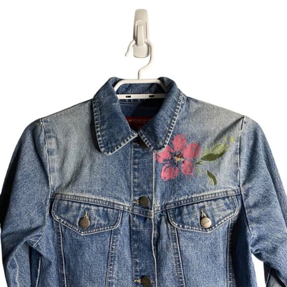 Jackpot by Carli Gry Women's Floral Graphic Print Denim Jacket - Picture 2 of 11